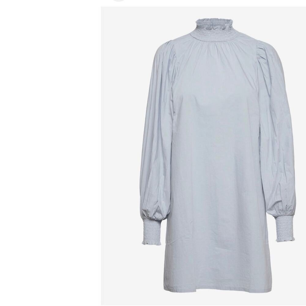 ICHI High Neck Blue Bubble Sleeve  Dress Size Medium